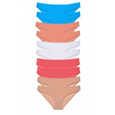 10 adet Süper Eko Set Likralı Kadın Slip Ten Beyaz Pudra Fuşya Mavi 