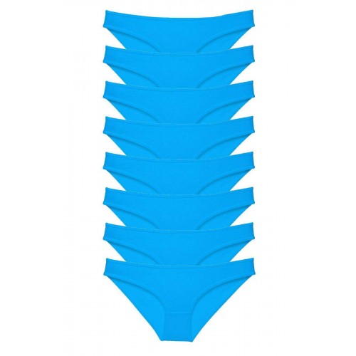 8 adet Süper Eko Set Likralı Kadın Slip Külot Mavi