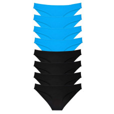 8 adet Süper Eko Set Likralı Kadın Slip Külot Siyah ve Mavi 