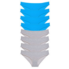 8 adet Eko Set Likralı Kadın Slip Külot Gri ve Mavi 