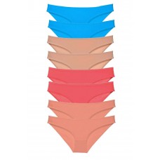 8 adet Süper Eko Set Likralı Kadın Slip Külot Ten Pudra Fuşya Mavi 