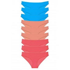 9 adet Süper Eko Set Likralı Kadın Slip Külot Pudra Fuşya Mavi 