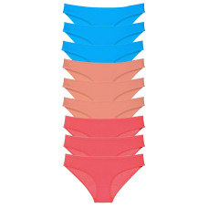 9 adet Süper Eko Set Likralı Kadın Slip Külot Pudra Fuşya Mavi