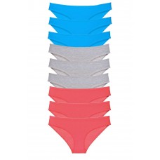 9 adet Süper Eko Set Likralı Kadın Slip Külot Fuşya Gri Mavi 