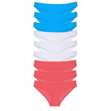 9 adet Süper Eko Set Likralı Kadın Slip Külot Fuşya Beyaz Mavi 