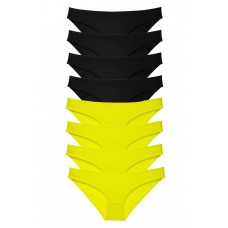 8 adet Süper Eko Set Likralı Kadın Slip Külot Sarı Siyah 