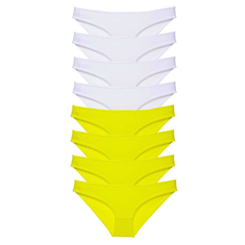 8 adet Süper Eko Set Likralı Kadın Slip Külot Sarı Beyaz