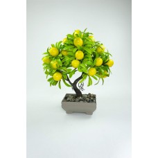 Dekor Ağaç Limon Ağacı Saksılı Dekoratif Ağaç Biblo 24x13 cm 