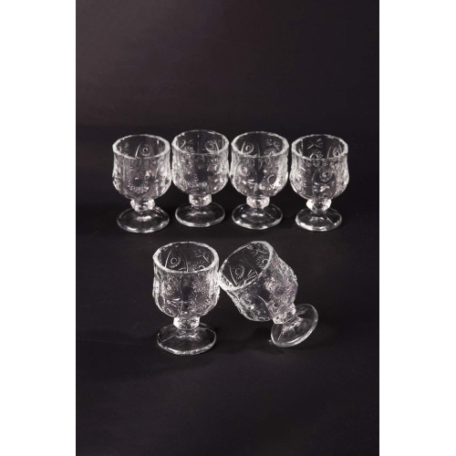 Ayaklı Kahve Yanı Bardağı Kristal Kesim Shot Bardak 7cm x 4 cm 6 Lı Set