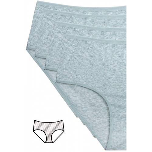 4'lü Yeni Seri Renkli Yüksek Bel Fitilli Ribana Bato Külot Yeşil