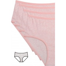 4'lü Yeni Seri Renkli Yüksek Bel Fitilli Ribana Bato Külot Pembe 