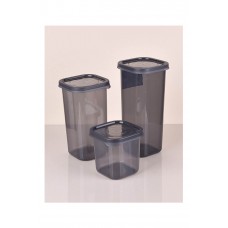 3 Boy Antrasit Sızdırmaz Kapaklı Dik Kare Erzak Saklama Kabı ANK150 