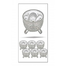 6'lı Kristal Lüx Ayaklı Cam Çerezlik Şekerlik Sunumluk Kase 