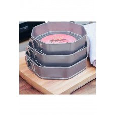 3'lü Sekizgen Kelepçeli Kek Kalıbı 