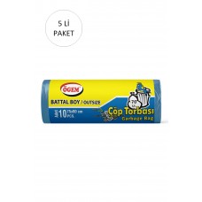 Battal Boy Çöp Torbası 75 x 90 cm 10 Lu Rulo x 5 Paket = 50 Adet (Mavi) 