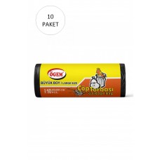 Büyük Boy Çöp Torbası 65 x 80 cm 10 Lu Rulo x 10 Paket = 100 Adet (Siyah) 