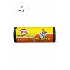 Büyük Boy Çöp Torbası 65 x 80 cm 10 Lu Rulo x 10 Paket = 100 Adet (Siyah) 