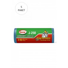 J-250 Jumbo Boy Çöp Torbası 80 x 110 cm 10 Lu Rulo x 5 Paket = 50 Adet (Mavi) 