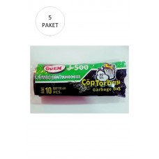 J-500 Jumbo Boy Çöp Torbası 80 x 110 cm 10 Lu Rulo x 5 Paket = 50 Adet (Siyah) 