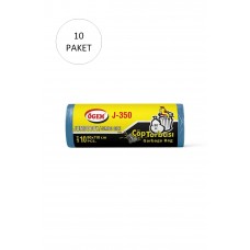 J-350 Jumbo Boy Çöp Torbası 80 x 110 cm 10 Lu Rulo x 10 Paket = 100 Adet (Mavi) 