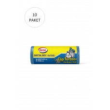 Battal Boy Çöp Torbası 75 x 90 cm 10 Lu Rulo x 50 Paket = 500 Adet (Mavi) 