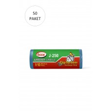 J-250 Jumbo Boy Çöp Torbası 80 x 110 cm 10 Lu Rulo x 50 Paket = 500 Adet (Mavi) 