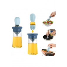 Hazneli Silikon Uçlu Cam Yağdanlık Sirke Yağ Yumurta Ve Sos Fırçası Asorti 