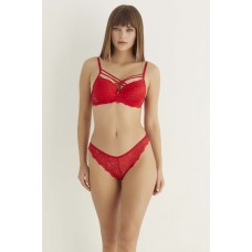 Kırmızı Destekli Çift Çapraz Dantelli Sütyen Takımı 4307 