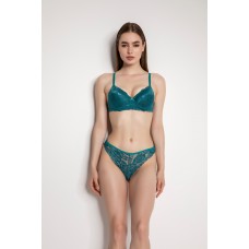 Yeşil Destekli Slip Külotlu Dantelli Sütyen Takımı 4007 