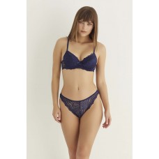 Lacivert Destekli Slip Külotlu Dantelli Sütyen Takımı 4007 