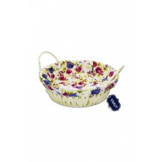 Yakut Renkli Bezli Yuvarlak Ekmek Sepeti Hasır  8820 