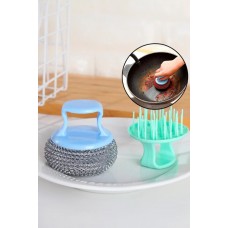 Tutacaklı Paslanmaz Çelik Top Bulaşık Ovma Teli Bulaşık Temizleme Fırçası Yıkama Süngeri 