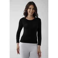 Vivaldi Kadın Siyah Uzun Kol Bisiklet Yaka Body Likralı 352 