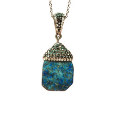 Lapis Doğal Taşı Zincirli El Yapımı Kolye Uç: 3 cm Zincir: 20 cm Kutulu 