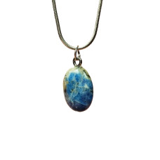 Sodalit Doğal Taşı Zincirli El Yapımı Kolye Uç: 1,5 cm Zincir: 20 cm Kutulu 