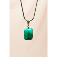 Apatit Doğal Taşı Zincirli El Yapımı Kolye Uç: 2 cm Zincir: 20 cm Kutulu 