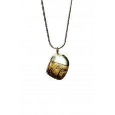 Jasper Doğal Taşı Zincirli El Yapımı Kolye Uç: 2 cm Zincir: 20 cm Kutulu 