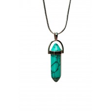 Turkuaz Doğal Taşı Zincirli El Yapımı Kolye Uç: 3 cm Zincir: 20 cm Kutulu 