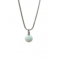 Kalsedon Doğal Taşı Zincirli El Yapımı Kolye Uç: 1,5 cm Zincir: 20 cm Kutulu 