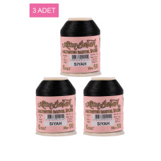 3 Adet Altınbaşak Oya ve Dantel İpi 20 gr - Royaleks - No: SİYAH 