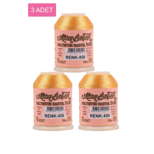 3 Adet Altınbaşak Oya ve Dantel İpi 20 gr - Royaleks - No: 450