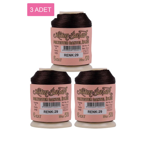 3 Adet Altınbaşak Oya ve Dantel İpi 20 gr - Royaleks - No: 029