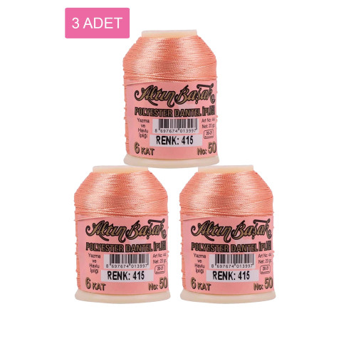 3 Adet Altınbaşak Oya ve Dantel İpi 20 gr - Royaleks - No: 415