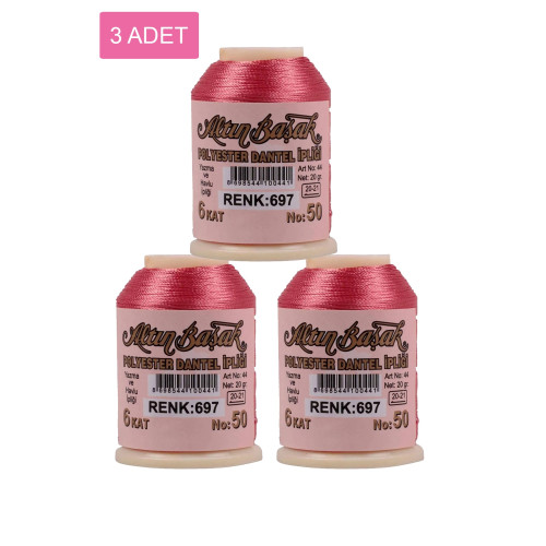 3 Adet Altınbaşak Oya ve Dantel İpi 20 gr - Royaleks - No: 697