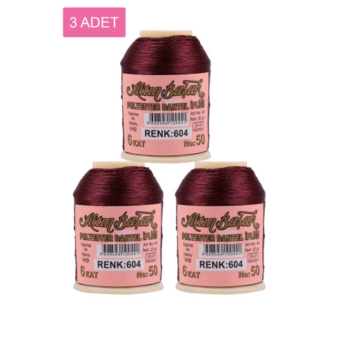 3 Adet Altınbaşak Oya ve Dantel İpi 20 gr - Royaleks - No: 604