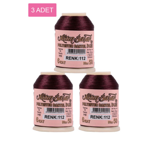 3 Adet Altınbaşak Oya ve Dantel İpi 20 gr - Royaleks - No: 112