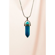 Aquamarin Doğal Taşı Zincirli El Yapımı Tasarımlı Kolye Uç: 3,5 cm Zincir: 20 cm Kutulu