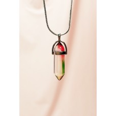 Anyolit 2 Doğal Taşı Zincirli El Yapımı Tasarımlı Kolye Uç: 3,5 cm Zincir: 20 cm Kutulu 