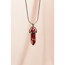 Rodokrozit Doğal Taşı Zincirli El Yapımı Tasarımlı Kolye Uç: 3,5 cm Zincir: 20 cm Kutulu