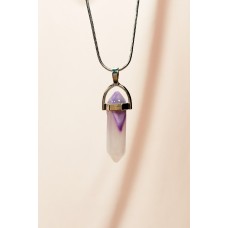 Florid Doğal Taşı Zincirli El Yapımı Tasarımlı Kolye Uç: 3,5 cm Zincir: 20 cm Kutulu 